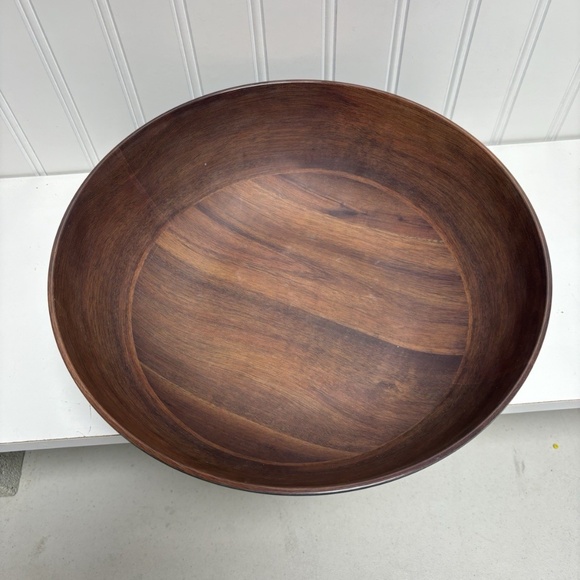 Black Plastic Faux Wood Grain Salad Serving Mixing Bowl - Picture 2 of 6